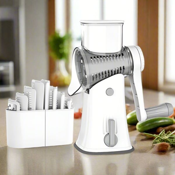 Râpe-à-Légumes-Manuel-Rotative-5en1-GrateFlex-blanc