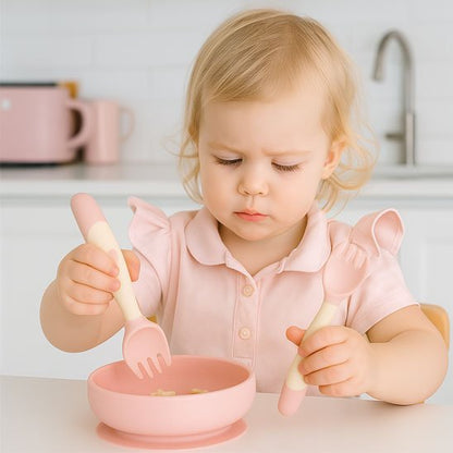 Ustensile-pour-bebe-silicone-flexible-adapté