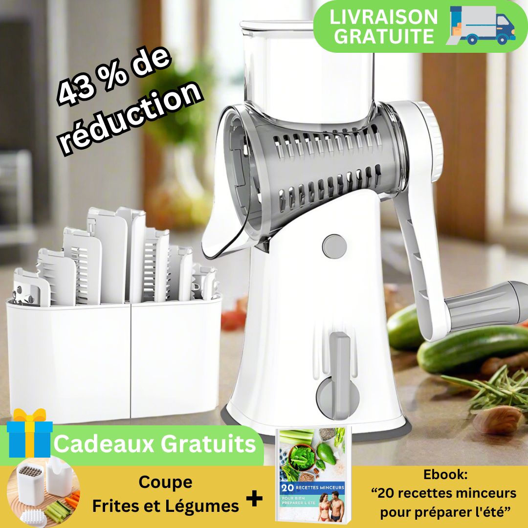 Râpe à Légumes Manuel | Rotative 5 en 1 GrateFlex™