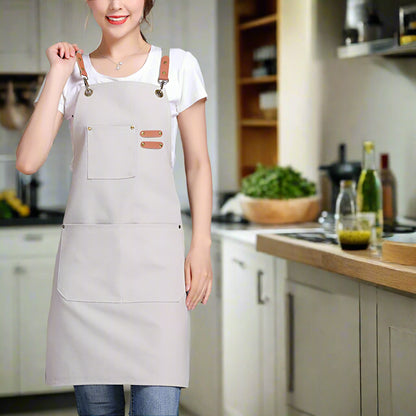 Tablier Cuisine | Professionnel Résistant Blanc Riz